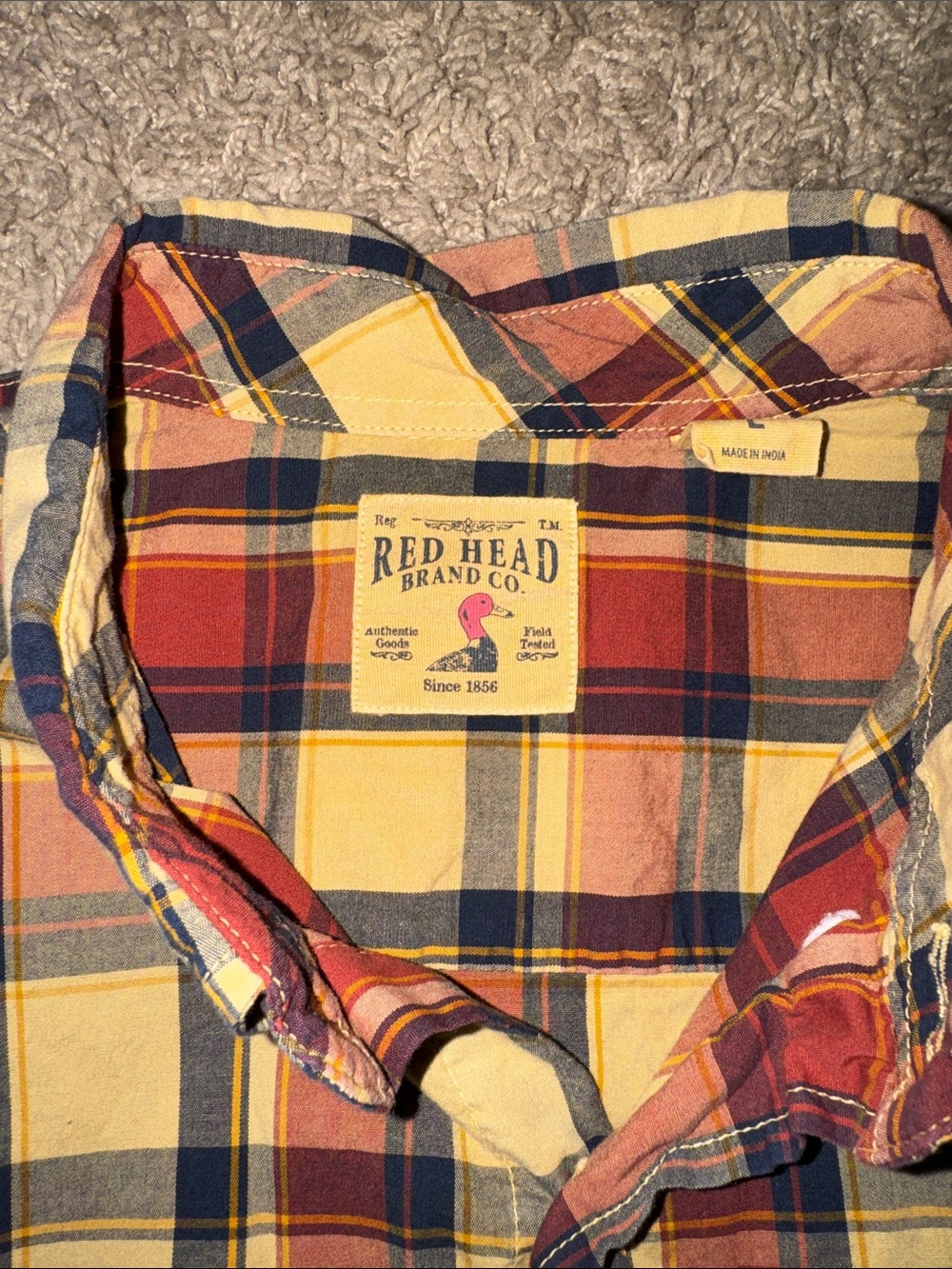 Red Head brand Yellow Plaid Button-Up Men’s Shirt